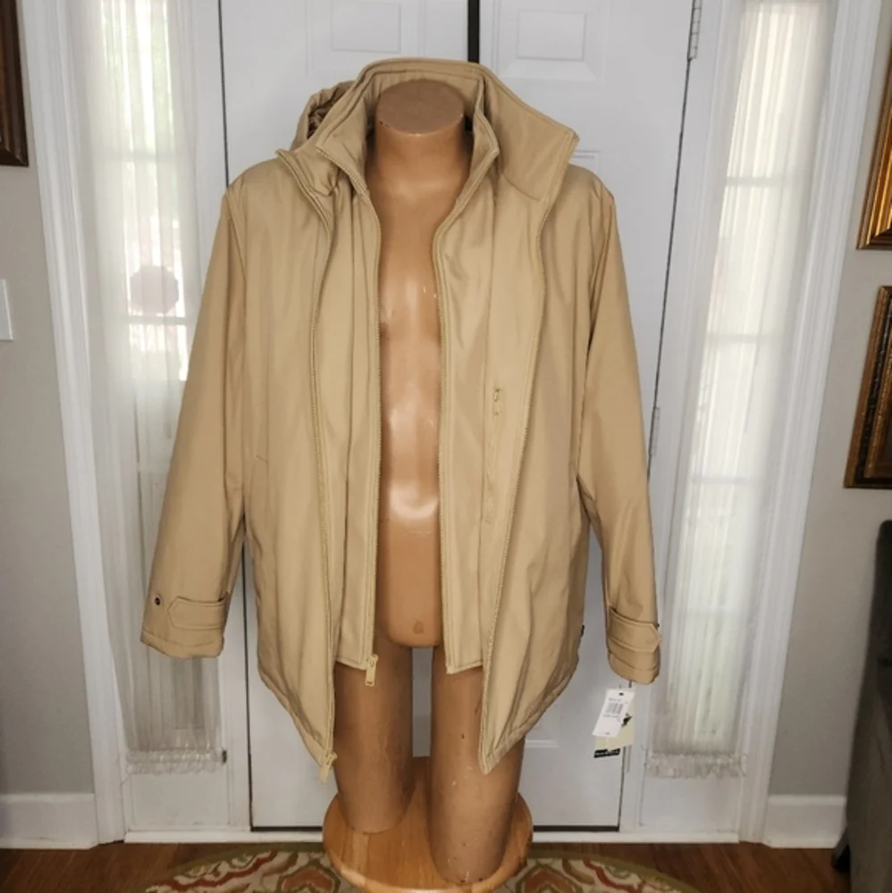 NWT Men's DOCKERS Hooded Water‎ Resistant Midweight Softshell Jacket Size XL